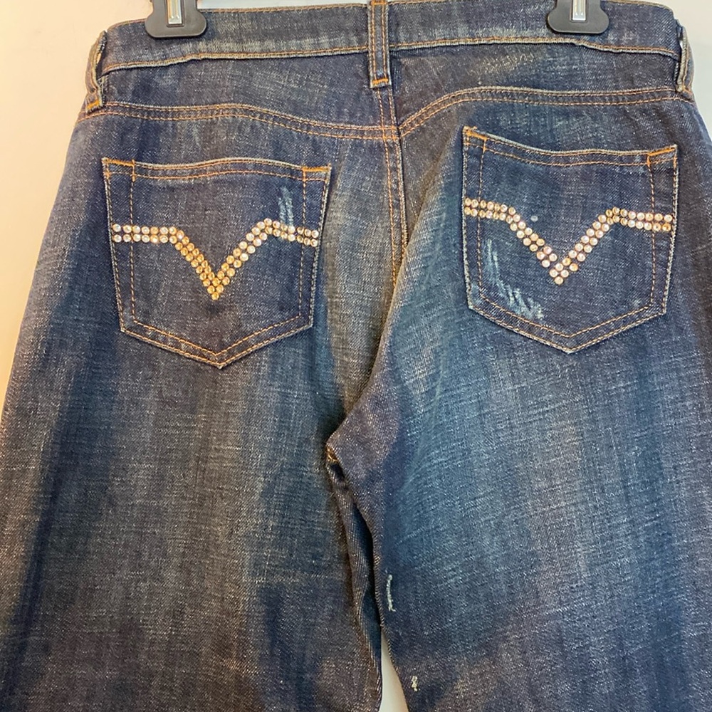 Red Valentino Crystal Encrusted V Logo Signature Jeans Never Used - Picture 2 of 16